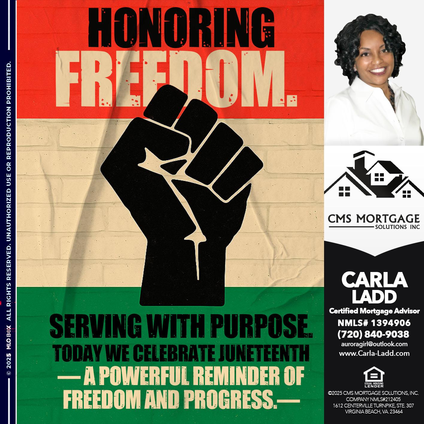 honoring freedom - Carla Ladd -Mortgage Loan Originator