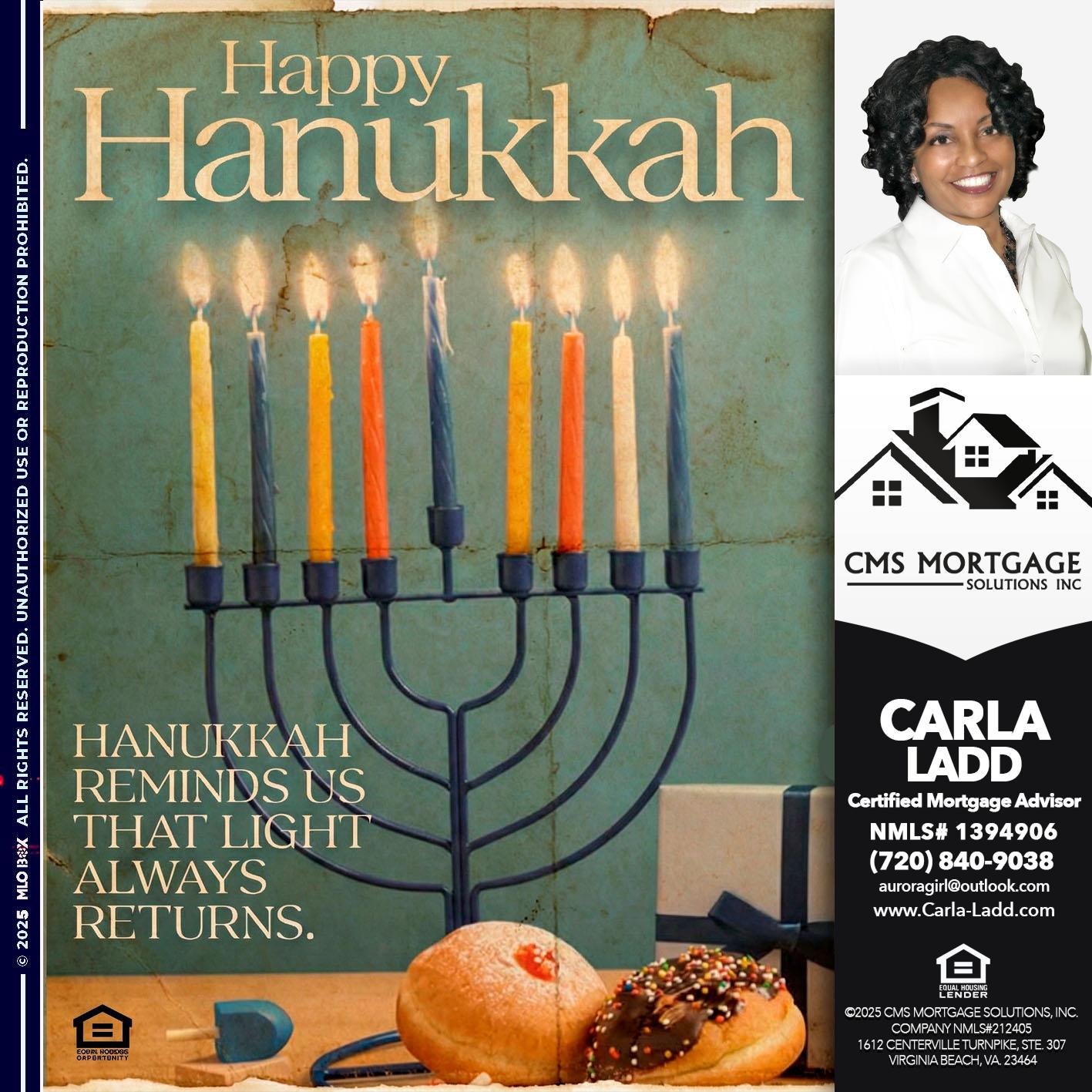happy Hanukkah - Carla Ladd -Mortgage Loan Originator